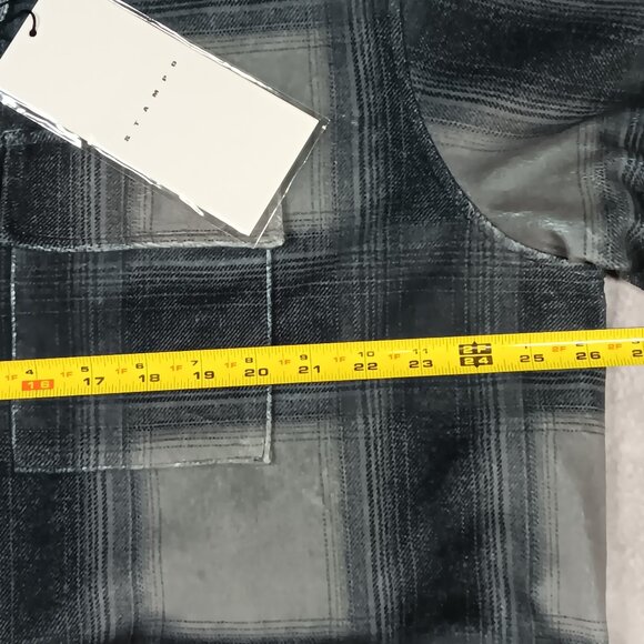 Stampd Plaid Cropped Sherpa Jacket • Blue/Grey Micro Sherpa • Oversized - Picture 14 of 15